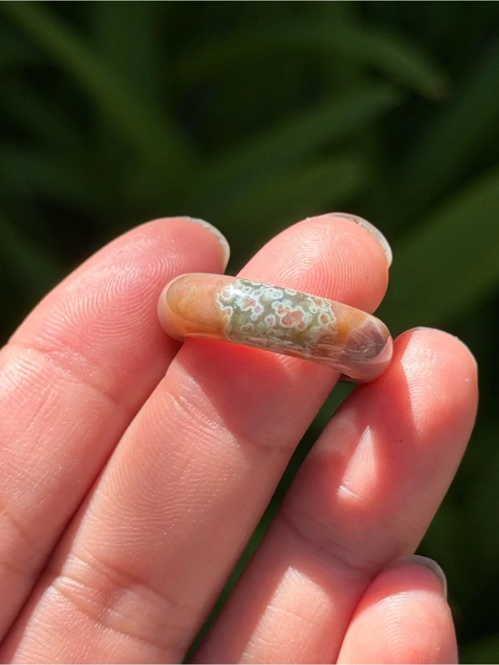 Size 7.5 pink ocean jasper ring 1649
